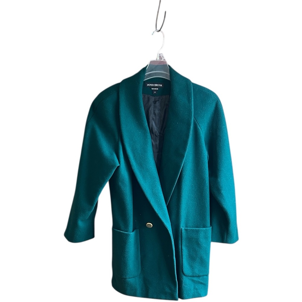 Donny Brook dark green vintage double-breasted 100% wool overcoat Sz 12